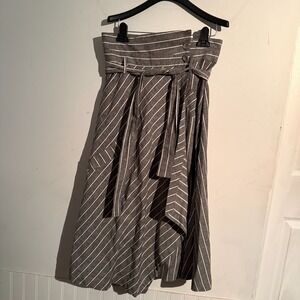 Eva Franco Size 4 Infinity Skirt Steel Gray Stripe Linen Minimalist Elevated